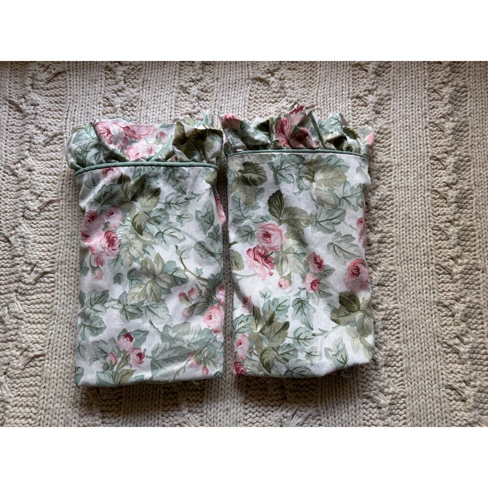 Vintage Laura Ashley Ruffled English Country Floral Shams